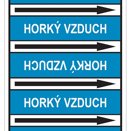 Značení potrubí, horký vzduch
